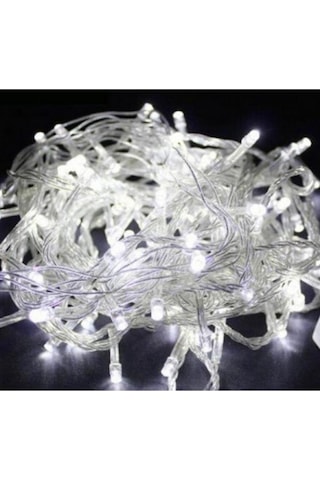 8 Fonksiyonlu 100 Ledli 10 M Fişli Led Dekor Lambası Beyaz Renk Dekoratif Yılbaşı Ağacı Işığı
