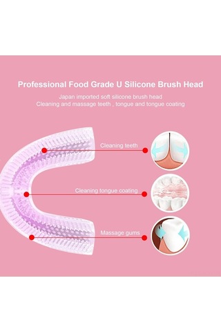 Fortunelane 7 Yaş Üstü Çocuklar İçin Şarjlı U Şekilli Silikon Diş Fırçası - 360 Temizlik, 3 Mod, Akıllı Zamanlayıcı, Mor Güney Ko Çok Renkli