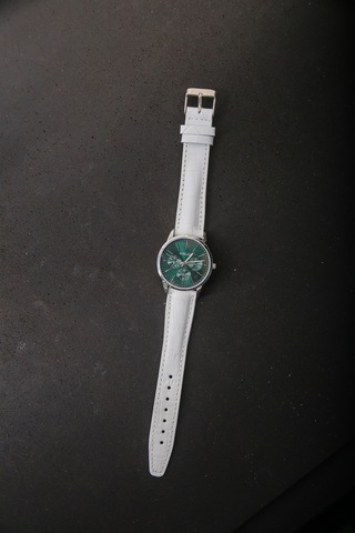 Hakiki Deri 18mm Akıllı Pimli Saat Kordonu Beyaz - Gri