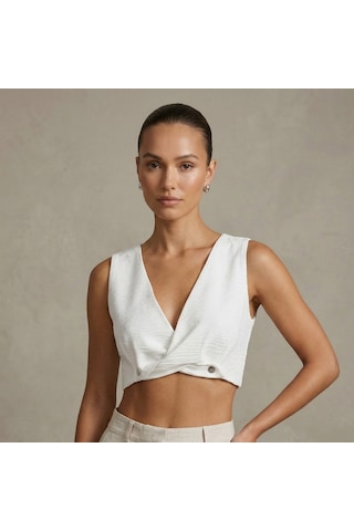 Vaura Z Burgulu Crop Top Beyaz