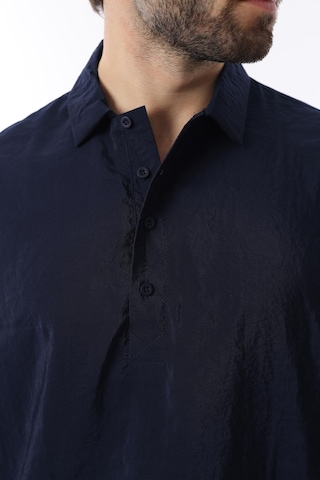 Madmext Lacivert Oversize Rahat Kesim Kısa Kollu Gömlek 6744