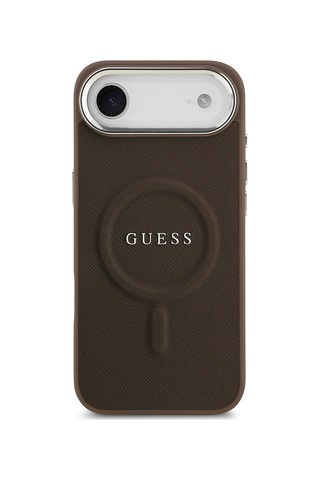 Apple Uyumlu iPhone 17 Air Kılıf Guess Lisanslı M-safeli Klasik Yazı Logolu Pu Deri Kapak Kahverengi Kahverengi
