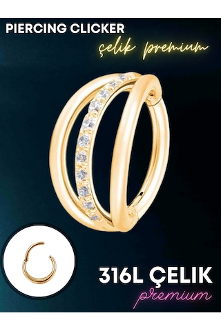 Helix, Tragus, Septum, Kulak Memesi İçin Zirkon Taşlı Çok Amaçlı Altın