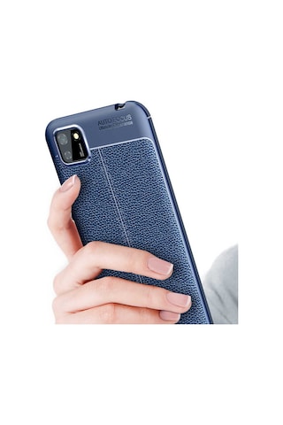Huawei Y5p Kılıf Niss Deri Desenli Silikon Kılıf Lacivert