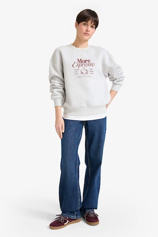 Defacto Relax Fit Bisiklet Yaka Baskılı Kalın Sweatshirt G2152ax25wngr93 Gri