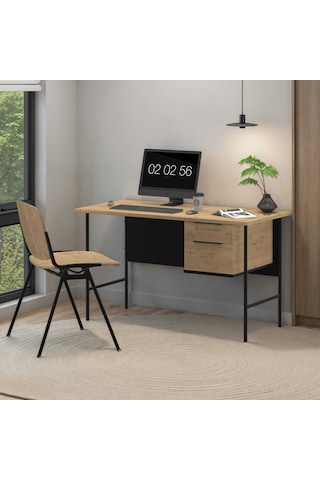 Focus Çalışma Masası Florida Meşe - Siyah 130x75x60 Cm Meşe
