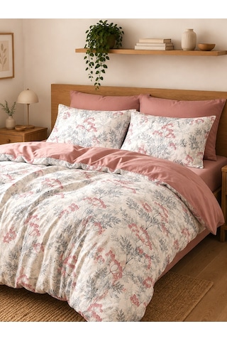 Mystory Home Lastikli Çarşaflı Çift Kişilik Nevresim Takımı Flora Mint