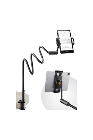 Saıjı 47 İnç Gooseneck Kindle Tutucu, Yükseltilmiş Tabanlı Yatak İçin Tablet Tutucu, Esnek Tembel Kollu İpad Standı, İpad Mini Pro Air, Kindle, Veya 4,7-11 İnç Cihazlarla Uyumlu Siyah Sku: Smgstka2