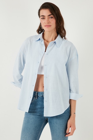 Lela Pamuklu Regular Fit Uzun Kollu Düz Bayan Gömlek Cf25S168305 Mavi