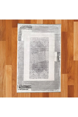 Çerçeve Desenli 200 X 300 Bambu Yün Halı Gri