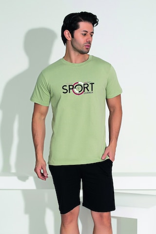 Remsa Erkek Şort Tshirt Pijama Takımı 25253 Haki Haki Yeşil