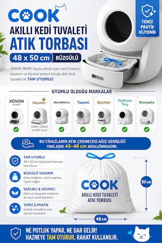 Akıllı Kedi Tuvaleti 20 Adet Atık Torbası Çöp Poşeti-petkit Purax, Pura Max,pura Max 2-zenon Smart X8624-ubpet C10 Pro Ve Ubpet C20-wero & Neutron Wero Wclb01-neutron Ntl-pw-65bw Neutron Nt-pw-06bw
