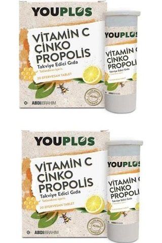 Youplus Vitamin C Çinko Propolis 20 Efervesan Tablet 2'li Paket