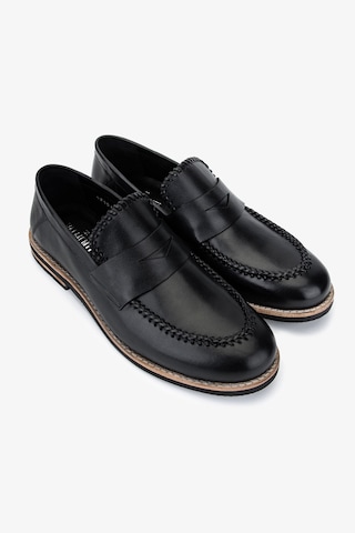 Valmenti Erkek Hakiki Deri Siyah Loafer Ayakkabı 183 42551 Erk Ayk Y25 Sıyah Dr/orgu Siyah