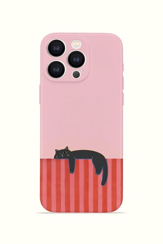 Apple iPhone Uyumlu 16 Pro Vorian İnce Kamera Korumalı Mika Kılıf Lazy Cat Sunset Lazy Cat Sunset Mika