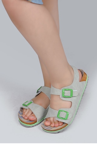 Jump 50023 Çift Tokalı Kız Çocuk Sandalet Gri