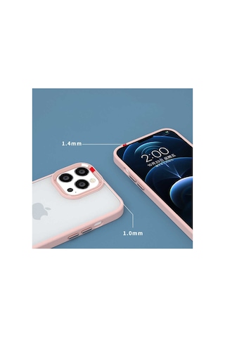 Iphone 14 Uyumlu Kılıf Kenarları Parlak Arkası Şeffaf Hassas Butonlu Renkli Kapak Colr16419-lavendery Gray