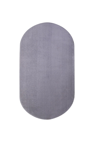 Açık Gri Fluffy Oval Post Peluş Halı Antibakteriyel Kaymaz Taban