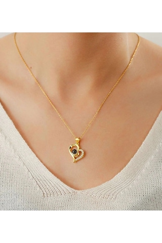 Herşey Nota 925 Ayar Gümüş 100 Dilde Seni Seviyorum Yazılı Projektör Kolye Gümüş