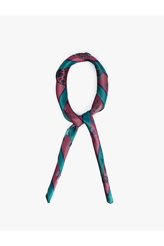 Koton Saten Kumaş Çiçekli Kare Fular Bandana Lila 7wak50080aa