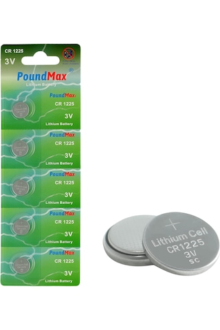 Poundmax 5 Adet 1225 Cr1225 Dl1225 3 V Lityum Düğmeli Piller 5'li Paket
