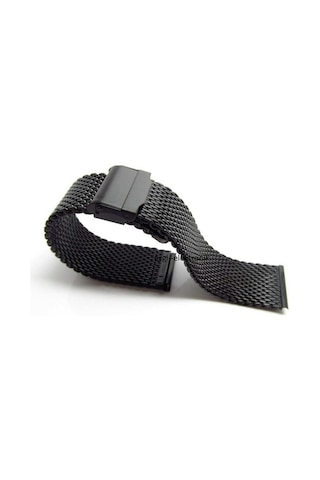 24Mm Saat Kordonu Çelik Hasır Siyah 1.Kalite Örgü Kordon Black 2