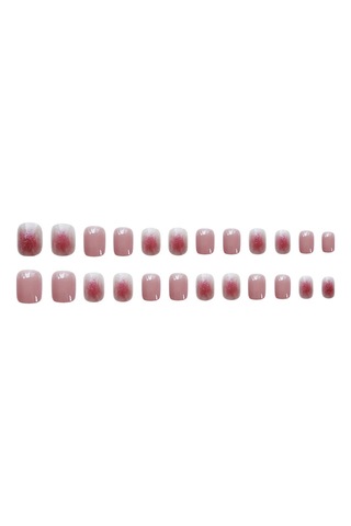 24pcs Kırmızı Ombre Pres-on Çiviler Parıltı Uçları, Tam Kapalı Sahte Tırnaklar Kadınlar İçin, Kolay Uygulama Çarpıcı Halo Efekti