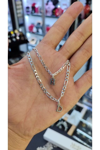 Modagümüşevi 925 Ayar Gümüş Harfli Figaro Model Çift Bilekliği