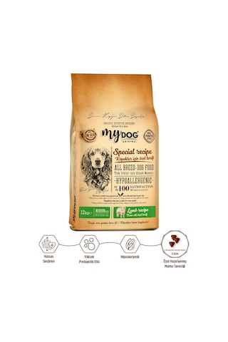 MyDog Original Az Tahıllı Kuzu Etli Orta Irklar İçin Köpek Maması 12kg