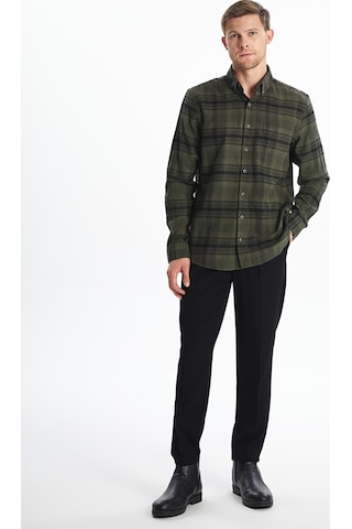 Lcwaıkıkı Classic Haki Regular Fit Uzun Kollu Ekose Poplin Erkek Gömlek