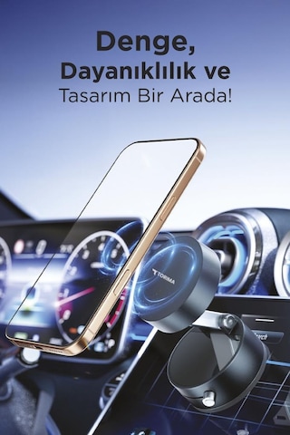 Torima Jx-054 Siyah Manyetik 180 Derece Dönebilen Plastik Telefon Tutucu Siyah