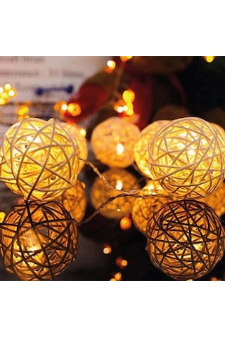 Orbus Rattan Top Led Işık Zinciri - Bej - 1,55 M Bej