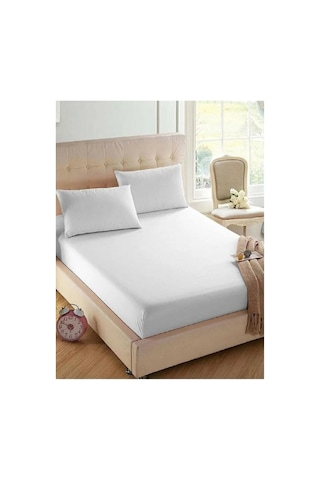 5 Adet Beyaz Düz Çift Kişilik %100 Pamuk Otel Çarşaf 240 280 Cm 63 Tel Dokuma Beyaz