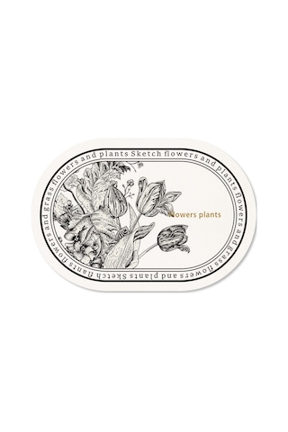 Siyah Beyaz Desen Oval Deri Masa Kase Mat Bardak Altlığı 003 Beyaz - Siyah