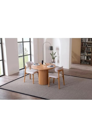 Terra 90x90 Sabit Ahşap Masa Yemek Odası Takımı, Mutfak Takımı 2 Adet Sandalye Krem