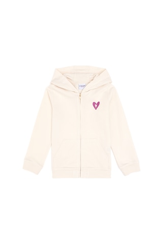 U.S. Polo Assn. Kız Çocuk Krem Fermuarlı Basic Sweatshirt 50296390-VR071