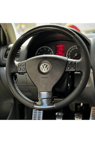 Volswagen Golf 5-polo Araca Özel Dikmeli Direksiyon Kılıfı Microfiber Carbon-noktalı Siyah