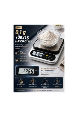 Dijital Mutfak Ve Kahve Tartısı Hassas Gram Terazisi Paslanmaz Çelik Lcd Ekran Çoklu Ölçüm G/oz 10 K Diğer