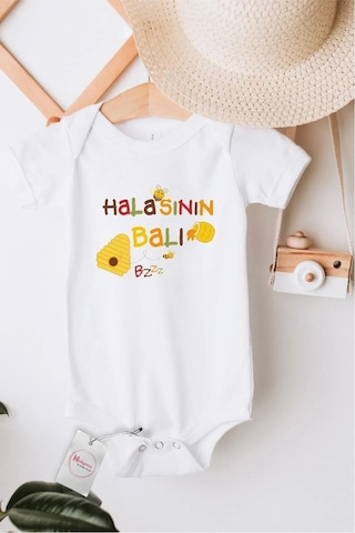 Hediyenza Halasının Balı Özel Tasarım Bebek Zıbın Pamuklu Çıtçıtlı Body Beyaz Hediyenza Halasının Balı Özel Tasarım Bebek Zıbın Pamuklu Çıtçıtlı Body Beyaz