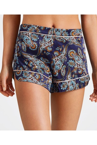 Aubade Silk By Night Shorty Kontrast Paspelli Stretch Ipek Külot Mavi