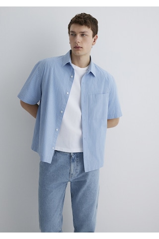 Mavi Oversize Kısa Kol Mavi Erkek Gömlek M0211487-83767 Mavi