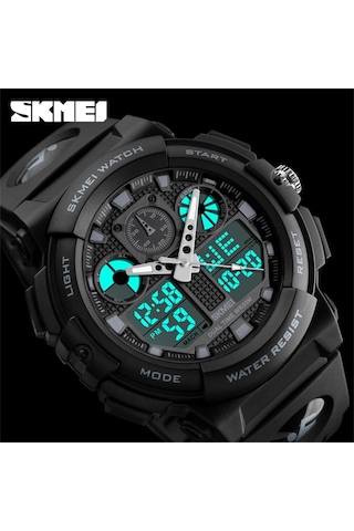 Yunboo Skmeı Erkek Spor Saati 1270 - Çift Zaman, Kronometre, Alarm, 5atm Su Geçirmez, Işıklı - Çift Hareketli Quartz Çok Renkli