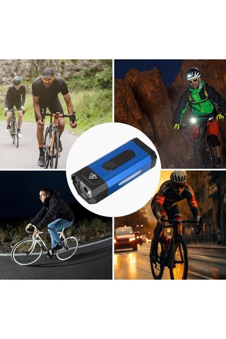 Xbyc 6127 800 Lümen Bisiklet Ön Lamba Far Aydınlatma Usb Şarjlı Mavi Renk Siyah