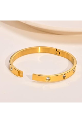 Gül Altın Paslanmaz Çelik Bilezik Solmayan Kadın Bileklik Takı