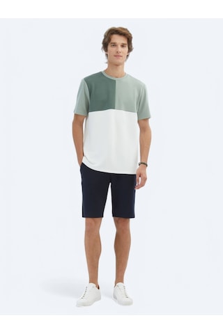 Kip Yeşil Düz Bisiklet Yaka T-shirt Yeşil