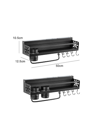 Sones Mutfak Duvara Monte Baharat Şişesi Bıçak Saklama Rafı, Özellikler B2 50cm İki Bardak 8 Kanca Diğer