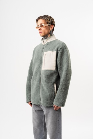Respire Erkek Zip Oversize Teddy Ceket Yeşil
