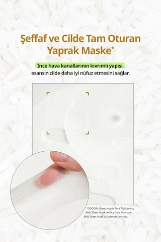 Pirinç Özlü, Cilde Aydınlık Görünüm Veren Yaprak Maske Goodal Rice Cera Moisture Mild Sheet Mask