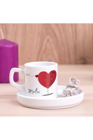 Sevgililere Özel Türk Kahvesi Fincanı Ve Altı