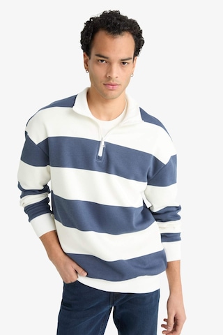 Defacto Boxy Fit Dik Yaka Yarım Fermuarlı Çizgili Sweatshirt F4640ax25aunv94 Lacivert